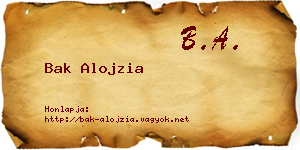 Bak Alojzia névjegykártya